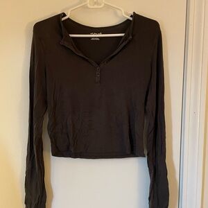 Urban Outfitters, Out From Under. Dark Gray half button up long sleeve tee shirt